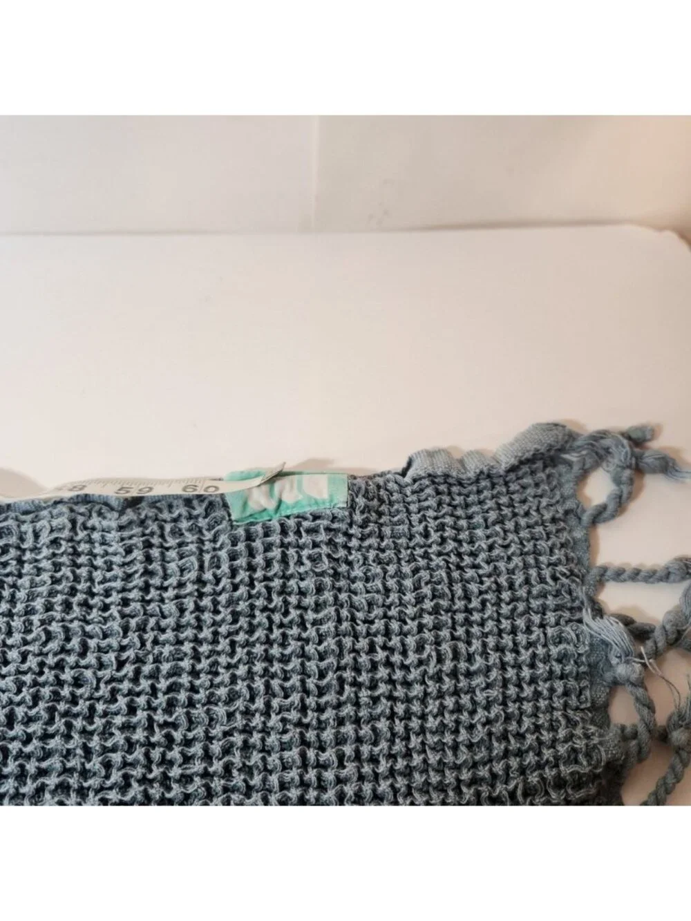 Mint and grey, Blue Waffle Weave‎ Cotton Bath Towel Tassel Fringe Turkish set